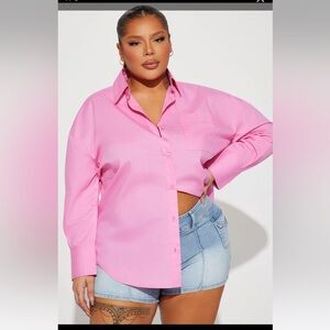 Fashionnova - Closet Staple Poplin Shirt - Pink